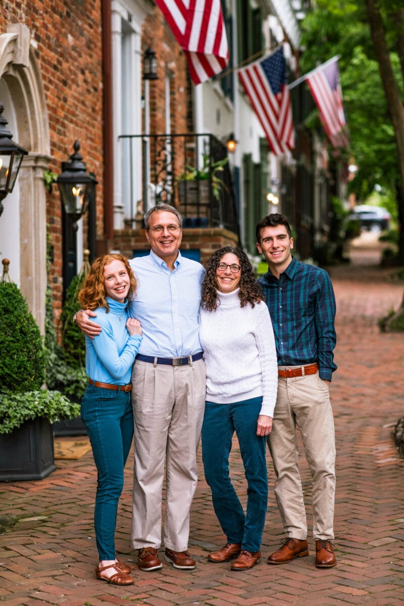 family of 4 with grown kids in old town Alexandria 2022 client superlative awards