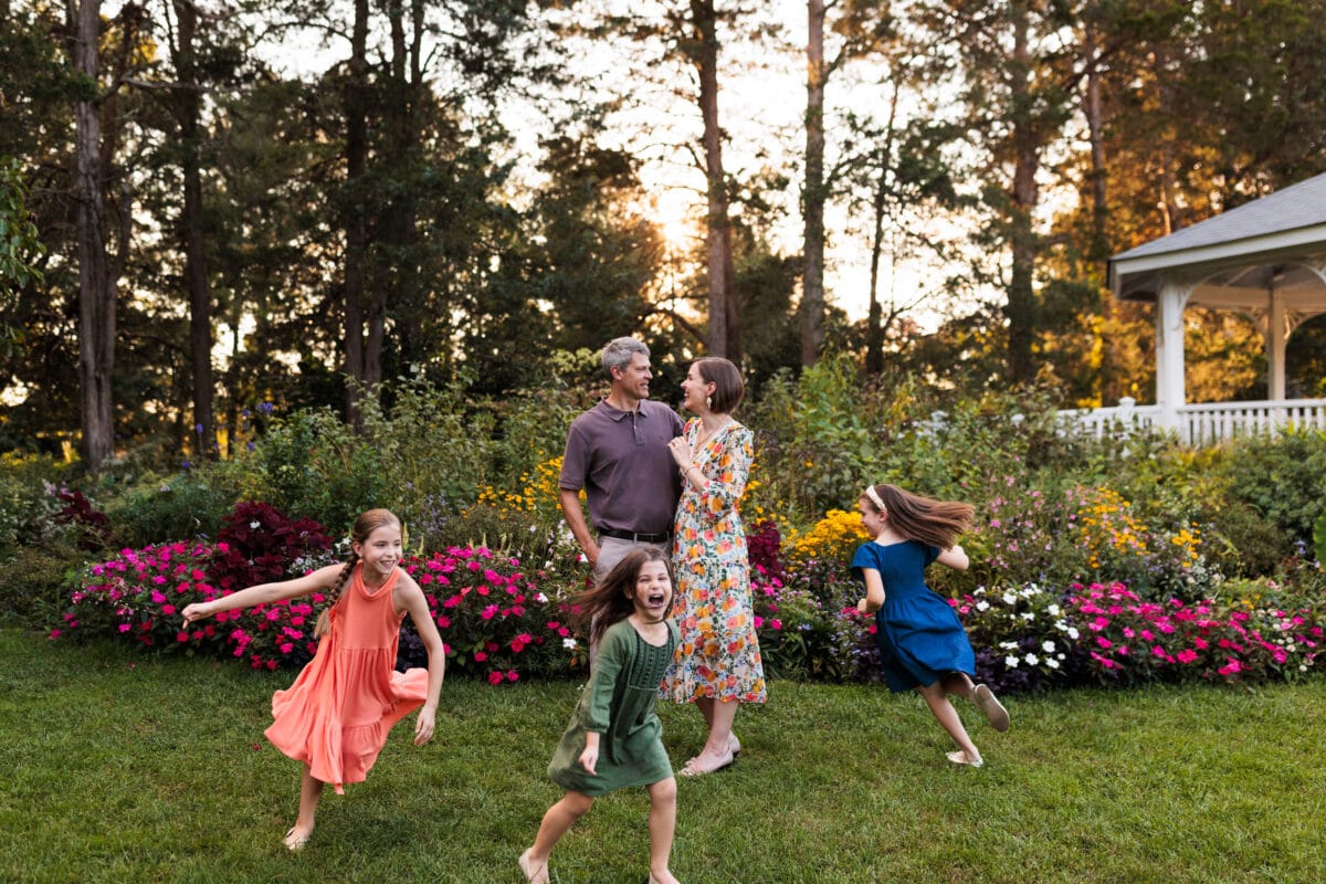 family photograph in Fall green spring gardens 