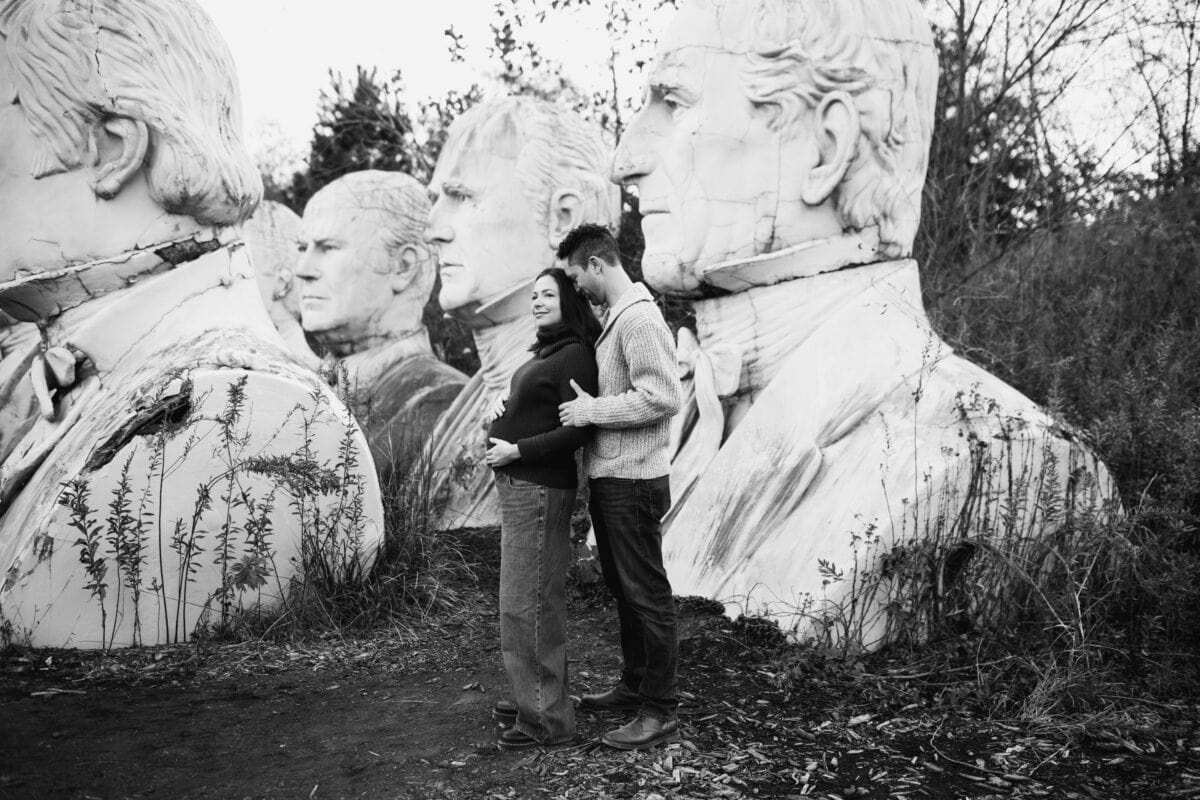 presidents heads maternity session black and white image